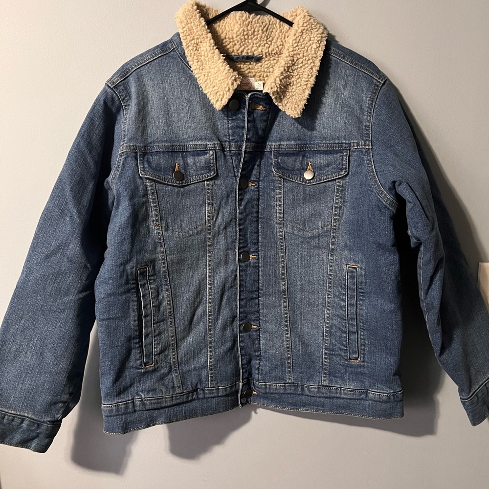 Wonder Nation Blue Denim Jacket with Sherpa Collar